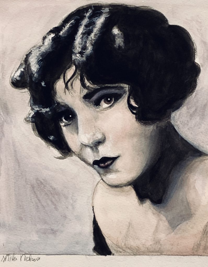 Painting of dark haired woman